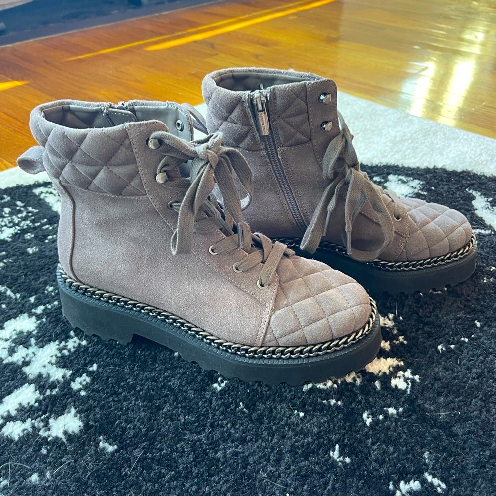 Vince Camino Grey Suede Combat Boots